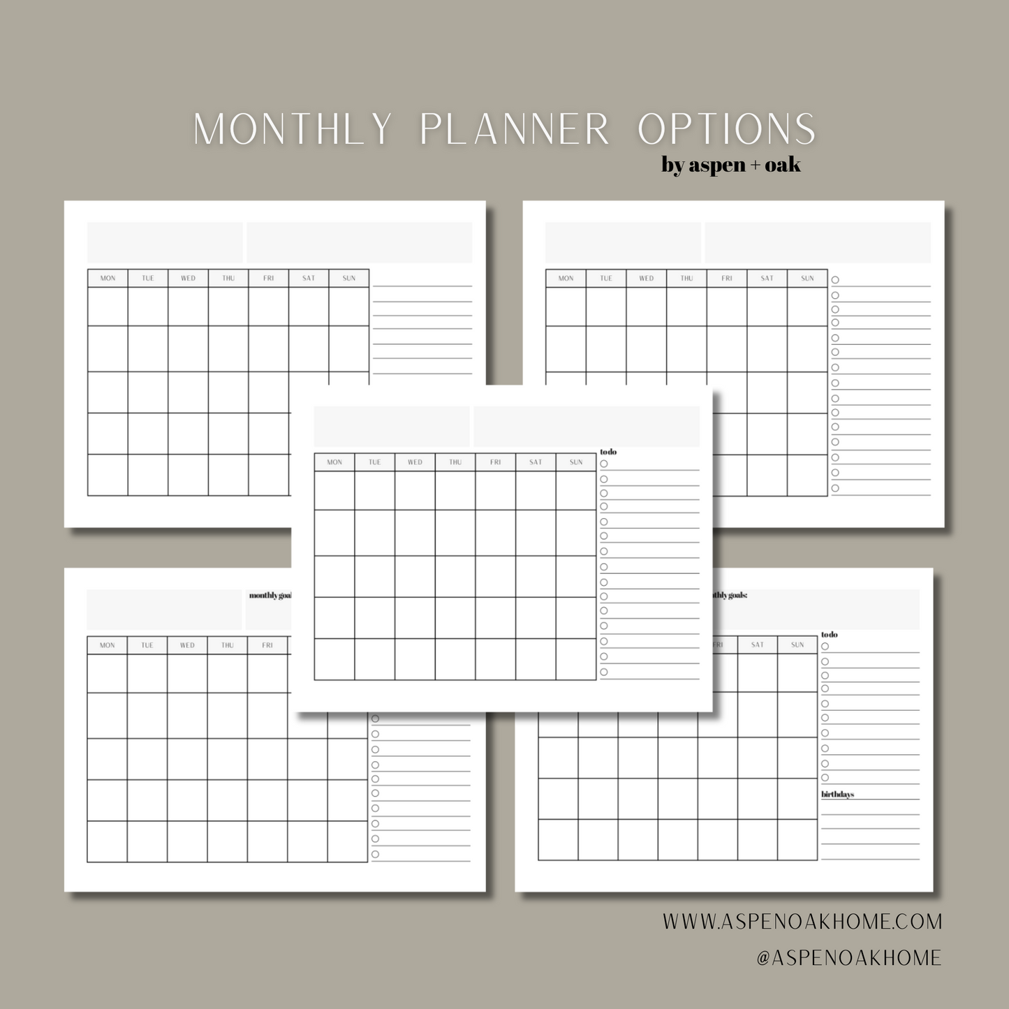 Minimalist Monthly Planner - Printable PDF