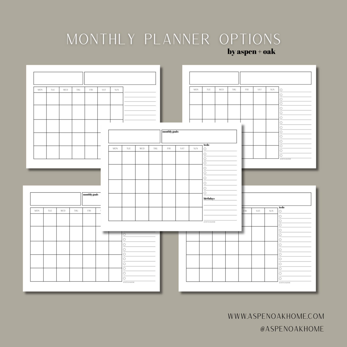 Minimalist Monthly Planner - Printable PDF