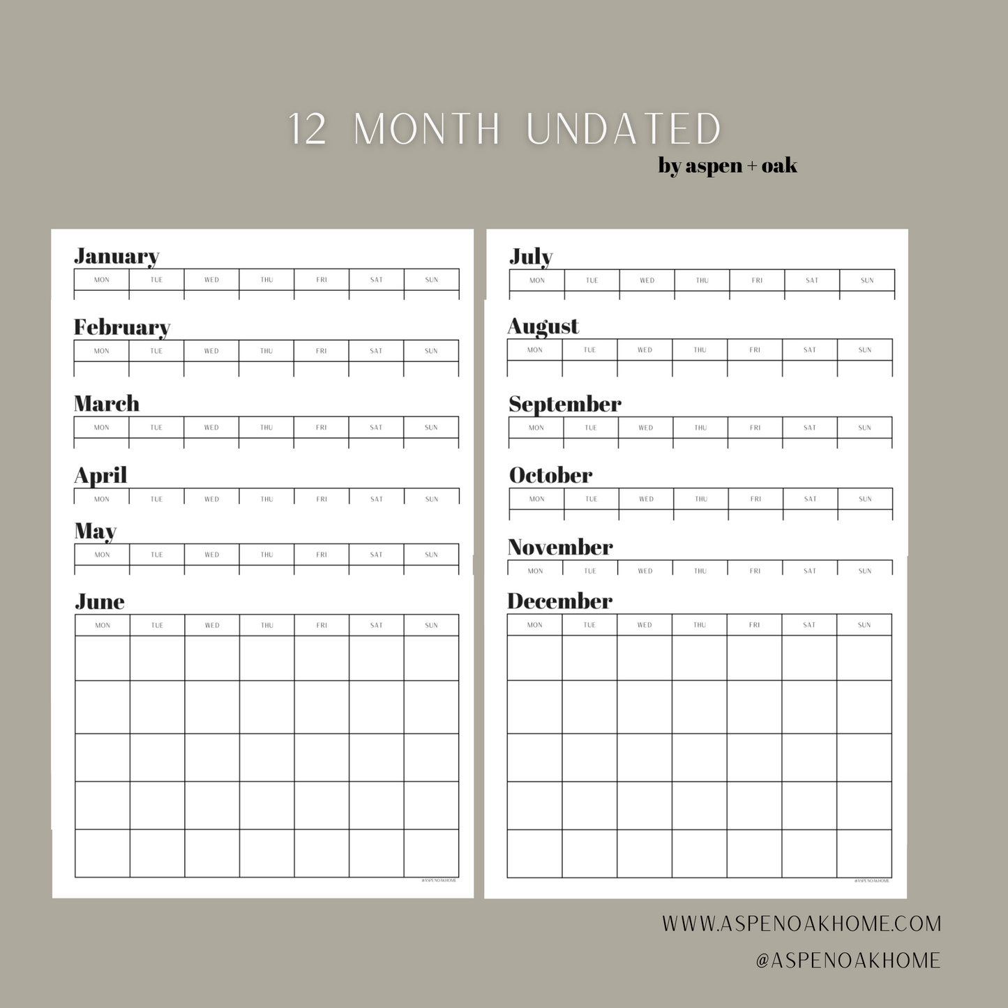 Minimalist Monthly Planner - Printable PDF