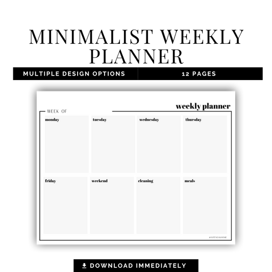 Minimalist Weekly Planner - Printable PDF